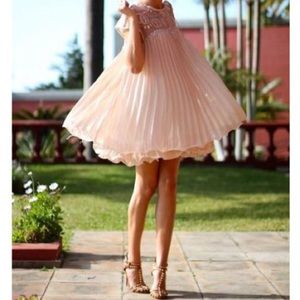 Bright white beaded illusion neck babydoll dress